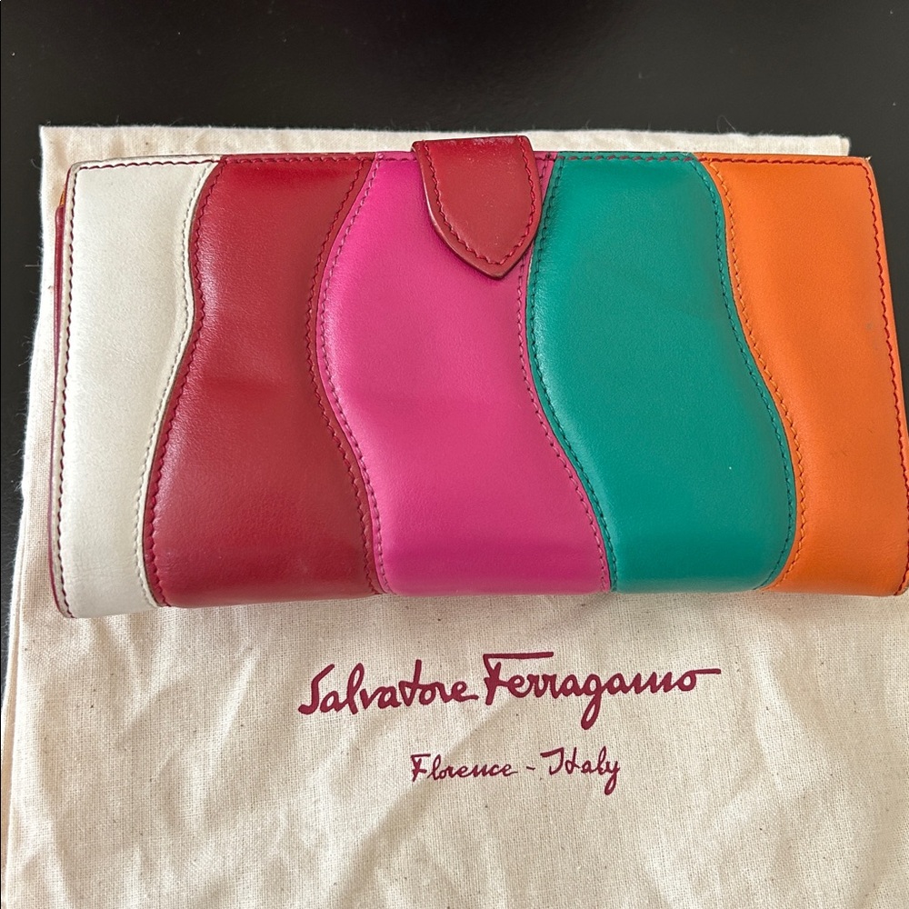 Salvatore Ferragamo Rainbow Gancini Leather Wallet with Dustbag EUC - Picture 5 of 17